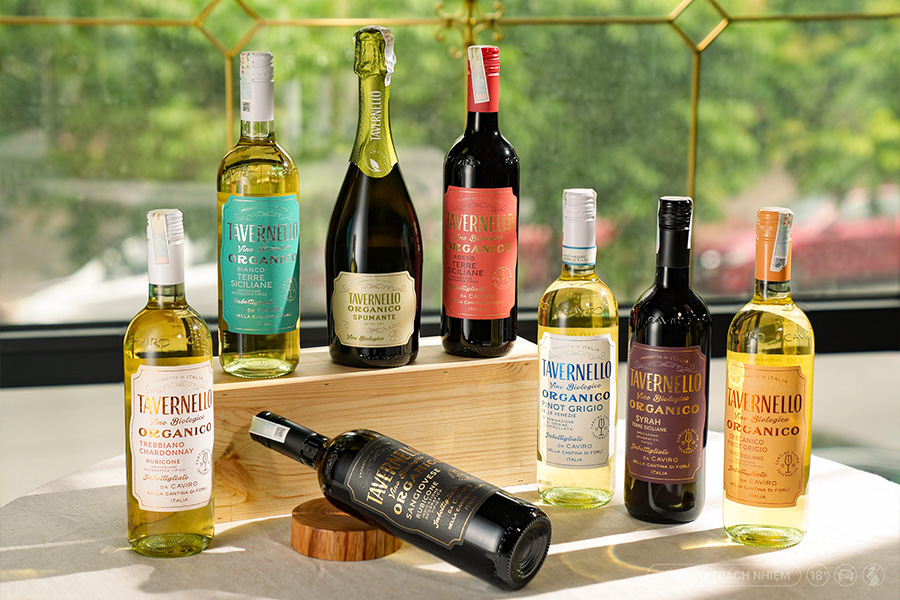 Bộ sưu tập rượu vang organic từ thương hiệu rượu vang Ý Tavernello